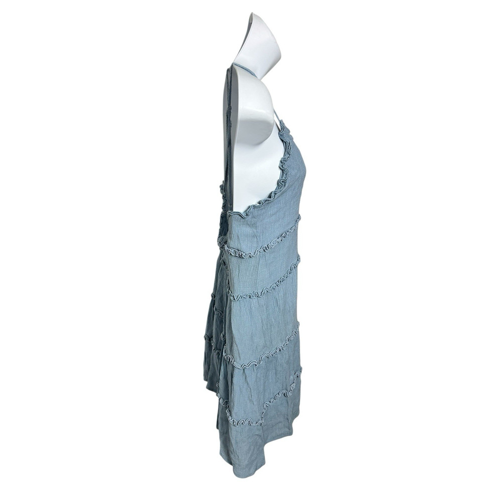Fashion Nova Blue Angie Mini Dress Sz M Adjustable Spaghetti Straps Ruffle Trim - Picture 6 of 11